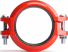 Муфта грувлок жесткая со скошенными полукольцами Lede GKS-89 вид сверху Муфта грувлок жесткая со скошенными полукольцами Lede GKS-89 вид сверху