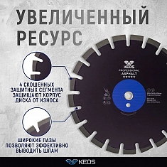 Ресурс диска алмазного сегментного по асфальту Keos Professional Asphalt 350 мм Ресурс диска алмазного сегментного по асфальту Keos Professional Asphalt 350 мм